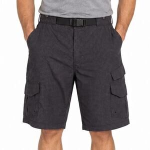 Iron Co Hybrid Performance Cargo Shorts Black Plaid Belted NWT Mens Size 40